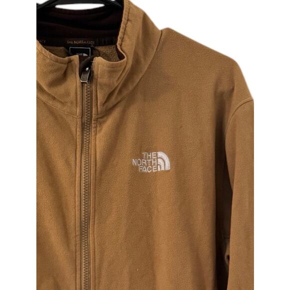 Men's The North Face Brown Camel Full Zip Fleece Mock Neck Outdoor Warm Hiking L - Picture 6 of 8